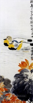 Qi Baishi pato mandarín tinta china antigua Pinturas al óleo